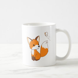 カワイトリトルキツネウオッチングバタフライコーヒーマグ コーヒーマグカップ