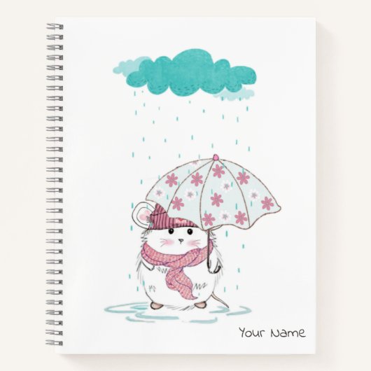 カワイトリトルハムスター名前をカスタムするホワイト ノートブック (正面)