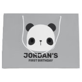 カワイトリトルパンダベアパーソナライズされた&ネーム ラージペーパーバッグ (正面)