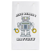 カワイトリングや輪ベアラ結婚ーロボットの抱き枕子供へ スモールペーパーバッグ (正面)