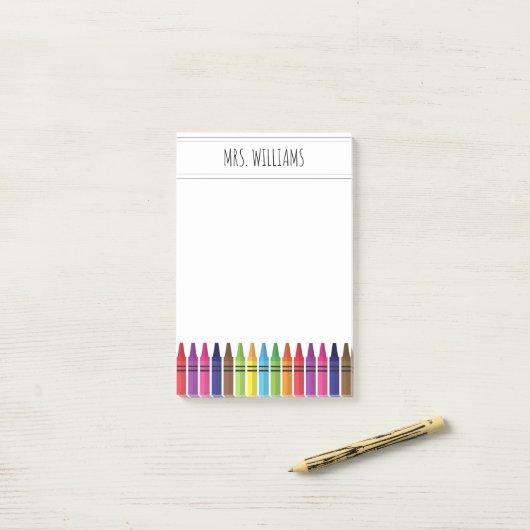 カワイトレインボークレヨン小学校先生 ポストイット (デスク上)