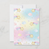 カワイトレインボーユニコーンガールベビーシャワー誕生日 サンキューカード (裏面)