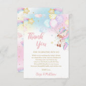カワイトレインボーユニコーンガールベビーシャワー誕生日 サンキューカード (正面/裏面)
