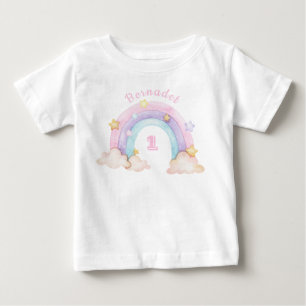 カワイトレインボー誕生日ベビーTシャツ ベビーTシャツ