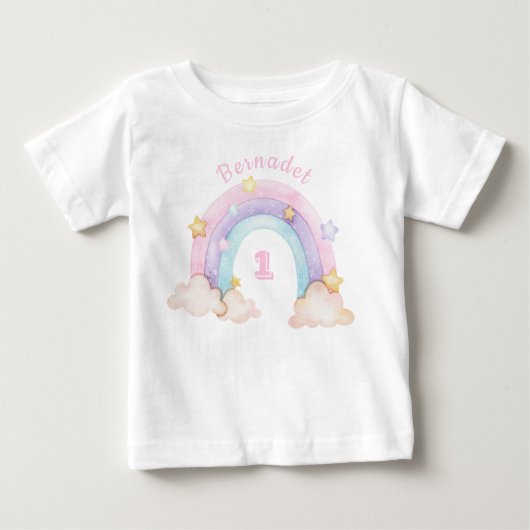 カワイトレインボー誕生日ベビーTシャツ ベビーTシャツ (正面)