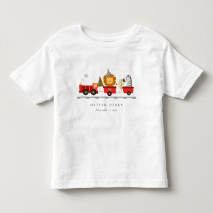 カワイトレッドウッドランド動物トレインアニー誕生日 トドラーTシャツ