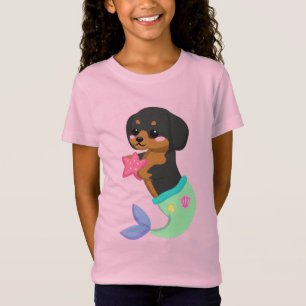 カワイトロットワイラー人魚の子犬キッズガール Tシャツ