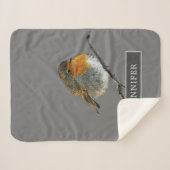 カワイトロビンバードファミリーグモノグラムのレー シェルパブランケット (正面(横))