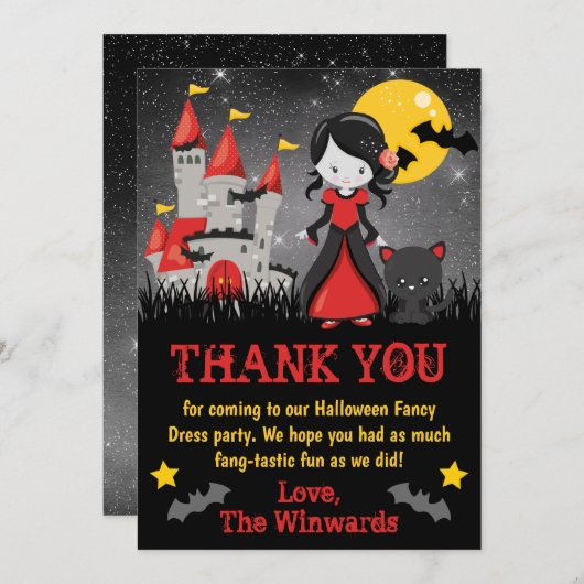 カワイトヴァンパイアガールアンドキャッスルハロウィーン サンキューカード (正面/裏面)