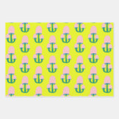 カワイトヴィンテージコタゲコアキノコイエローアンドピンク ラッピングペーパーシート (正面2)