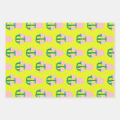 カワイトヴィンテージコタゲコアキノコイエローアンドピンク ラッピングペーパーシート (正面)