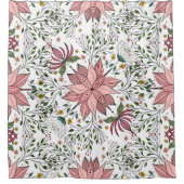 カワイトヴィンテージピンクフローラズタイルアート シャワーカーテン (正面)