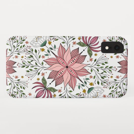 カワイトヴィンテージピンクフローラズタイルアート Case-Mate iPhoneケース (裏面(横))