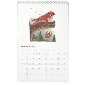 カワイトヴィンテージ水彩スケッチ鳥の子ども6 カレンダー (2月 2027)