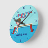 カワイト体操ガールカスタムキッズ体操 ラウンド壁時計 (傾斜)