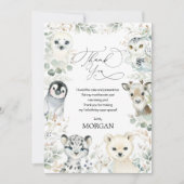 カワイト冬北極動物緑誕生日 サンキューカード (正面)