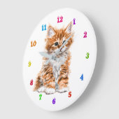 カワイト子猫スイートベビーキャット ラージ壁時計 (傾斜)