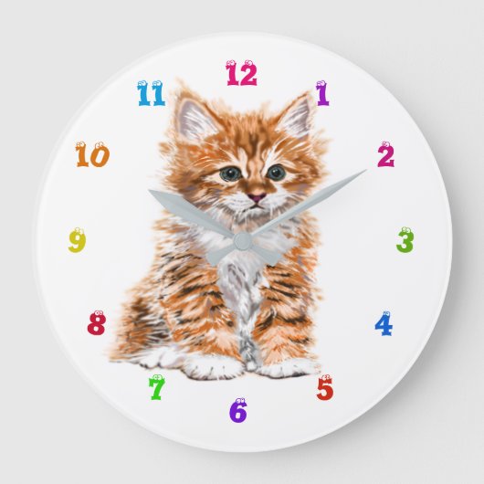 カワイト子猫スイートベビーキャット ラージ壁時計 (正面)