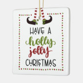 カワイト小妖精や小人ホリすてきークリスマスレッドグリーン2枚写真 セラミックオーナメント (左)