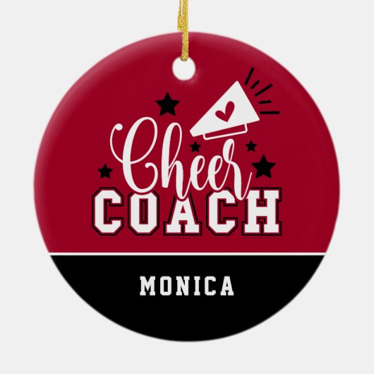 カワイト応援コパーソナライズされたーチ赤と黒 セラミックオーナメント (裏面)