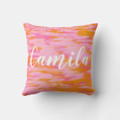 カワイト抽象芸術水彩ピンクオレンジパーソナライズされた クッション (裏面)
