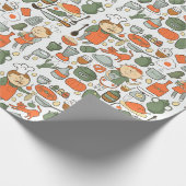 カワイト料理キッチンポットパンヴィンテージパターン ラッピングペーパー (角)