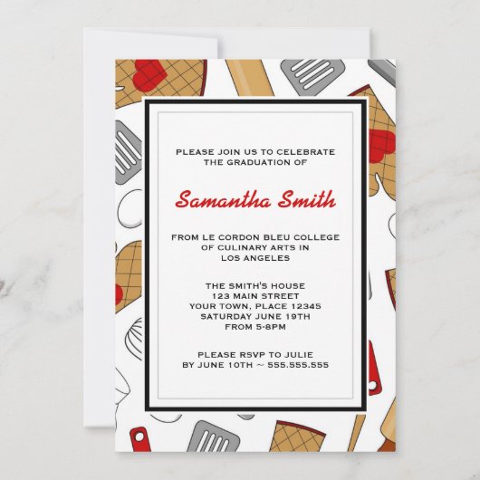 カワイト料理学校卒業招待状 招待状 (裏面)