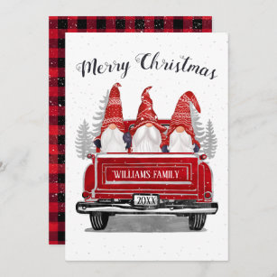 カワイト格言ヴィンテージレッドトラックプレイドメリークリスマス シーズンカード