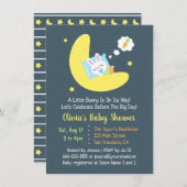 カワイト睡眠バニーオンムーンベイビーシャワー招待状 招待状 (正面/裏面)