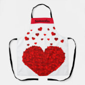 カワイト赤いハートバレパーソナライズされたンタイン エプロン (正面)
