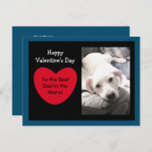 カワイト赤いハートバレンタインデー白犬ブルー ポストカード (正面/裏面)