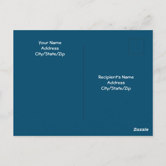 カワイト赤いハートバレンタインデー白犬ブルー ポストカード (裏面)