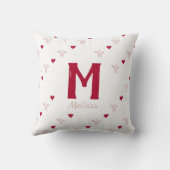 カワイト赤いハートパターンモノグラム名 クッション (裏面)