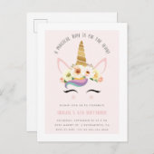 カワイト赤面魔法ユニコーン誕生パーティー インビテーションポストカード (正面/裏面)