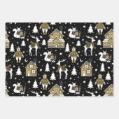 カワイト金ゴールド白黒鹿セーターボーブル ラッピングペーパーシート (正面)