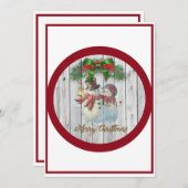 カワイト雪だるまカップルクリスマスカード シーズンカード (正面/裏面)