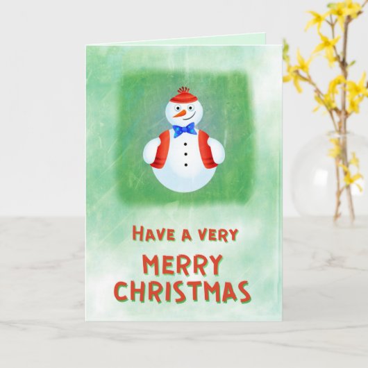 カワイト雪だるまメリークリスマス カード (黄色い花)