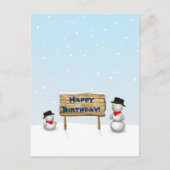 カワイト雪だるま希望ハッピーバースデー ポストカード (正面)