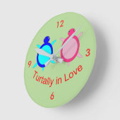 カワイト・タートル・カップル ラウンド壁時計 (傾斜)