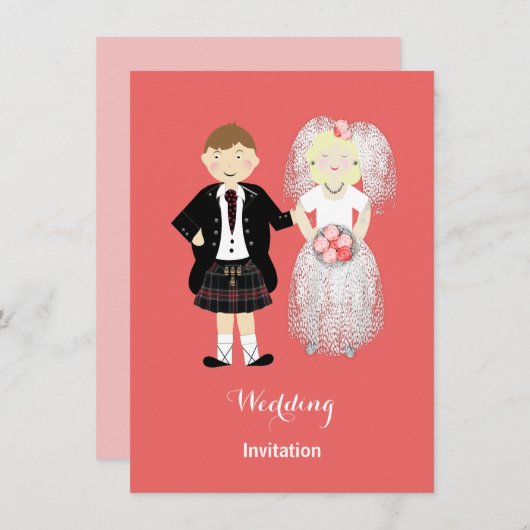 カワイト・ブライド・アンド・グルーム・スコッティ結婚ッシュテーマ 招待状 (正面/裏面)