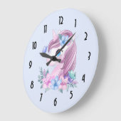 カワイト&マジカルベビーユニコーンウォーターカラー ラージ壁時計 (傾斜)