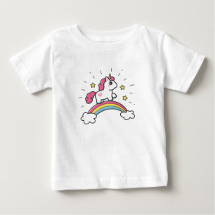 カワイト・ユニコーン・オン・ア・レインボー・デザイン ベビーTシャツ