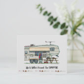 カワイトRVヴィンテージ第5ホイールキャンパートラベルトレーラー ポストカード (スタンド正面)