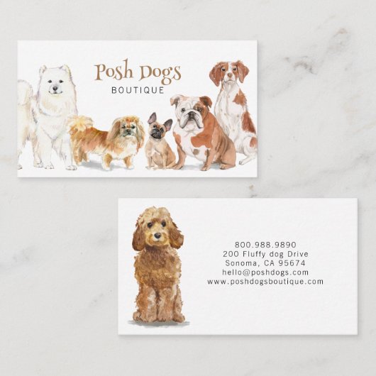 カワイドッググルーミングブティックペットケアビジネスカード 名刺 (正面/裏面)