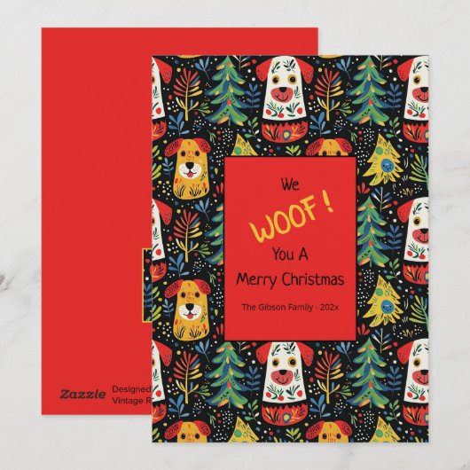 カワイドッグスクリスマスフラットホリデーカード シーズンカード (正面/裏面)
