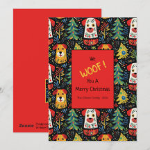 カワイドッグスクリスマスフラットホリデーカード