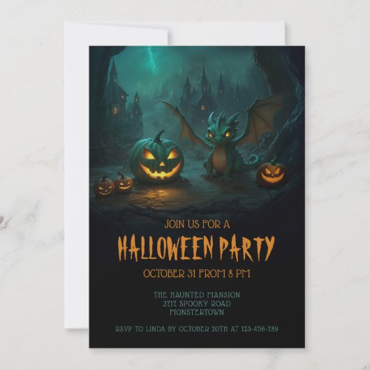 カワイドラゴンと怖いカボチャハローウィンパーティ 招待状 (正面)