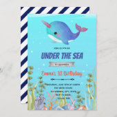 カワイドルフィン誕生日シャワーテーマホリデーカード シーズンカード (正面/裏面)