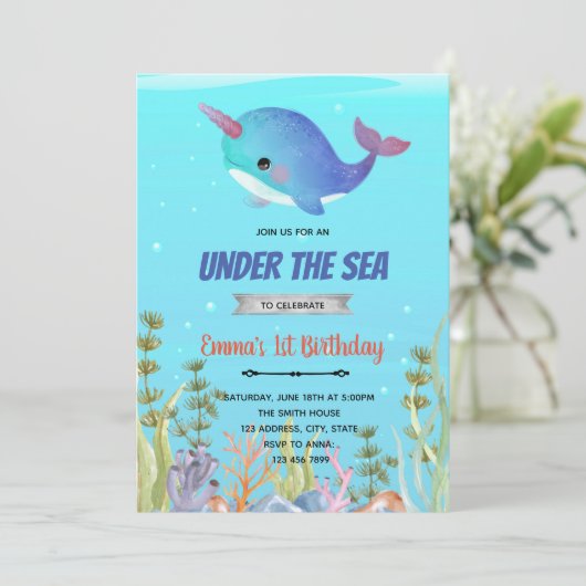 カワイドルフィン誕生日シャワーテーマホリデーカード シーズンカード (スタンド正面)