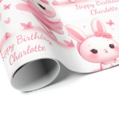 カワイバレリーナブンニー誕生日追加の名前 ラッピングペーパー (ロールコーナー)